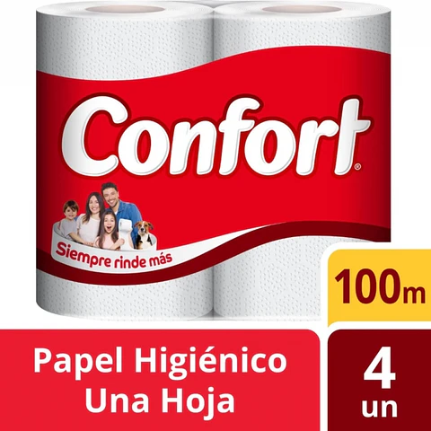 Papel higiénico bajo metraje h/s blanco 100 MT x 4 ROLLOS -CONFORT