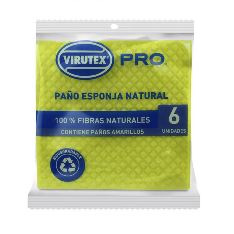 Paño esponja absorbente natural amarillo 6 UND -VIRUTEX PRO 1