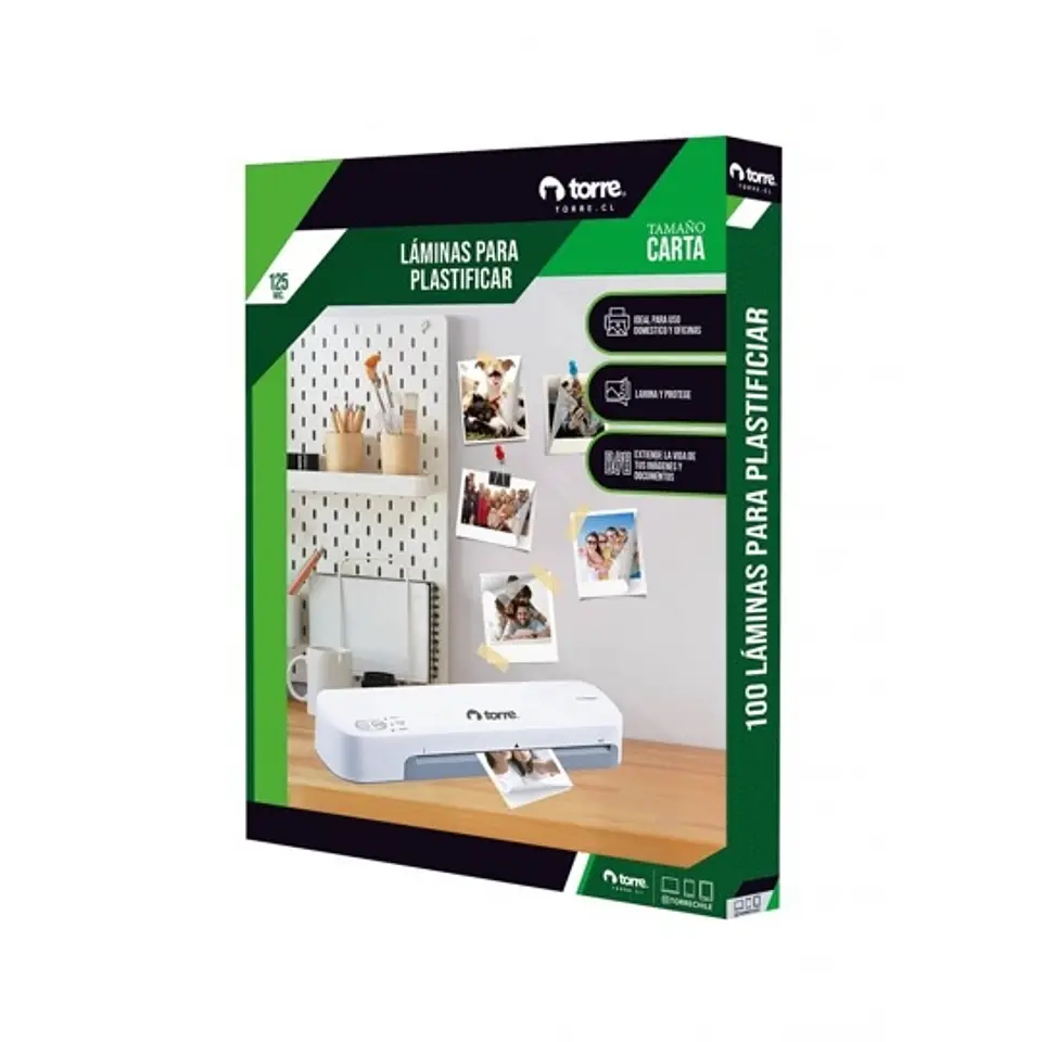 Láminas para plastificar 125 micras 100 und CARTA -TORRE 1