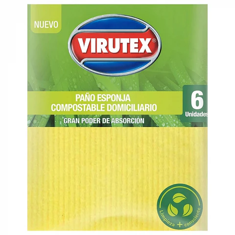 Paño esponja absorbente natural colores compostable 6 UND -VIRUTEX