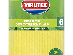 Paño esponja absorbente natural colores compostable 6 UND -VIRUTEX