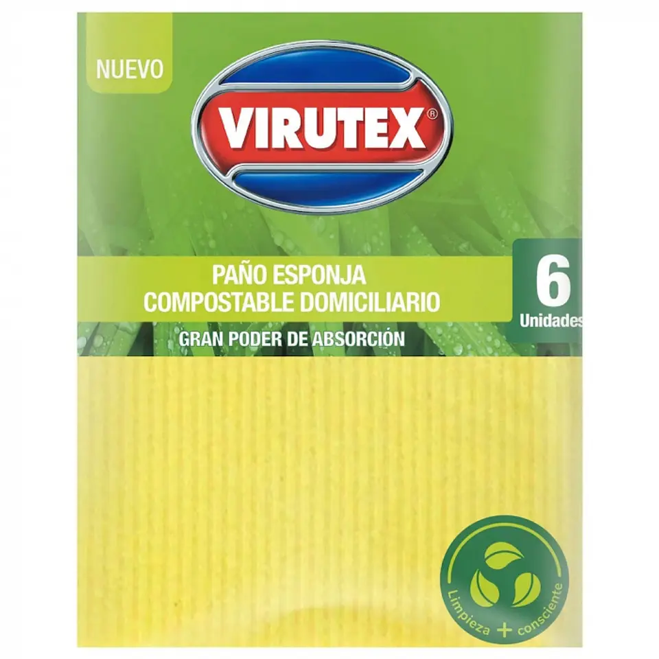 Paño esponja absorbente natural colores compostable 6 UND -VIRUTEX 1