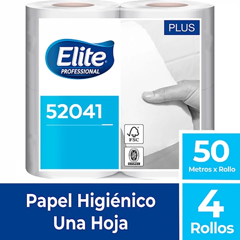 Papel higiénico bajo metraje h/s blanco plus 50 MT x 4 ROLLOS -ELITE