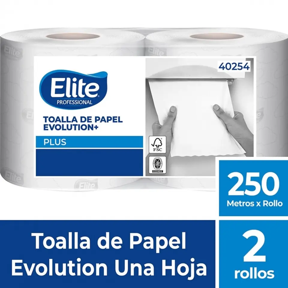 Toalla de papel alto metraje h/s evolution plus 250 MT x 2 ROLLOS -ELITE 1