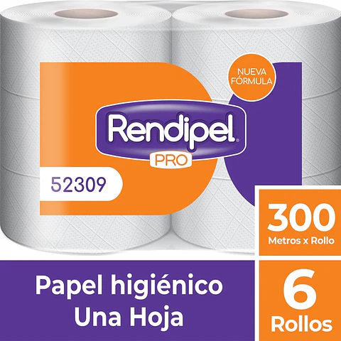 Papel higiénico alto metraje h/s 300 MT x 6 ROLLOS -RENDIPEL PRO