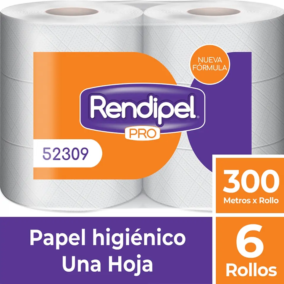 Papel higiénico alto metraje h/s 300 MT x 6 ROLLOS -RENDIPEL PRO 1