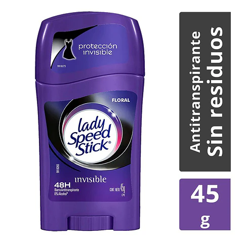 Desodorante en barra dama invisible floral 45 GR -LADY SPEED STICK