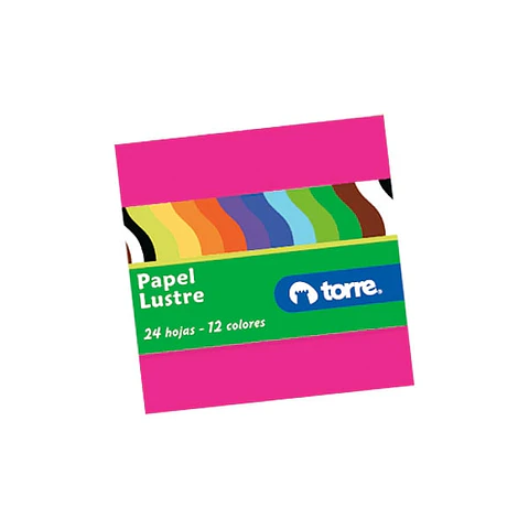 Papel lustre 12 colores 10x10 cm 24 HJS -TORRE