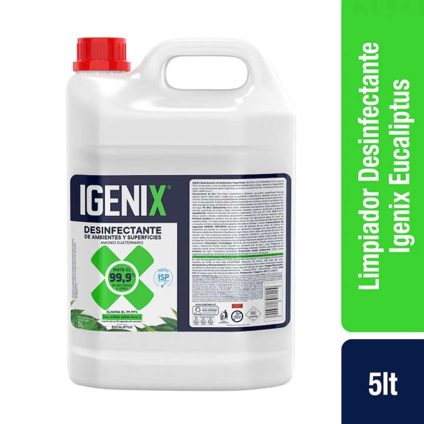 Limpiador desinfectante amonio cuaternario - eucalipto 5 LT -IGENIX 1