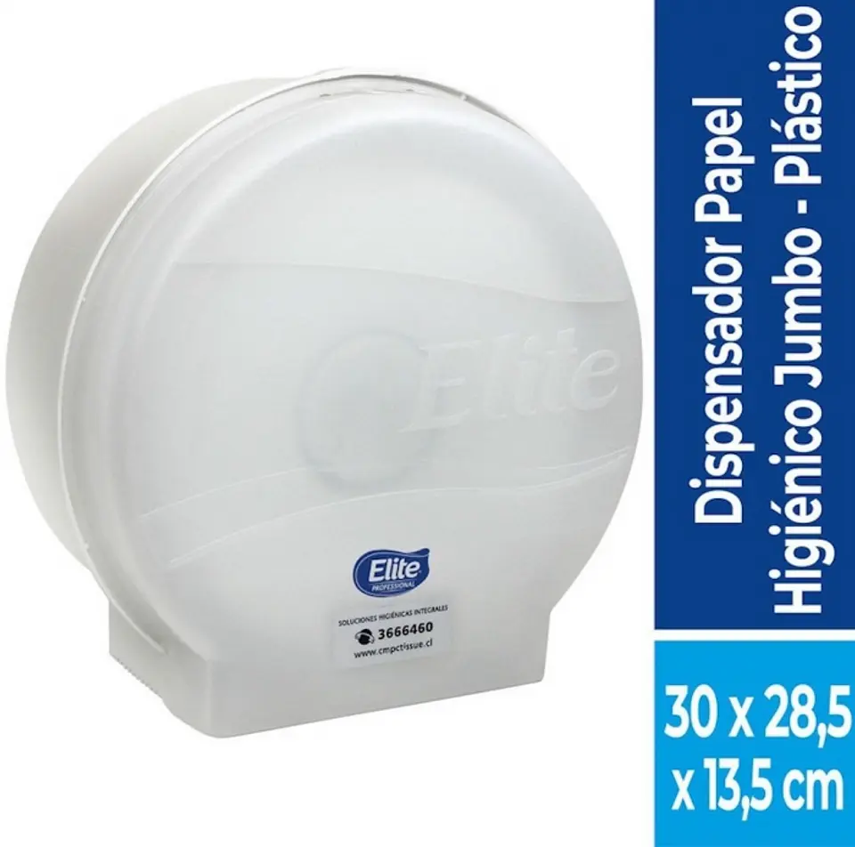 Dispensador papel higiénico alto metraje PLÁSTICO / BLANCO -ELITE 1