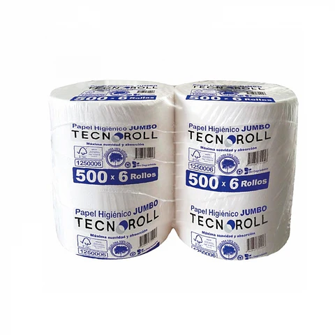 Papel higiénico alto metraje h/s 500 MT x 6 ROLLOS -TECNOROLL