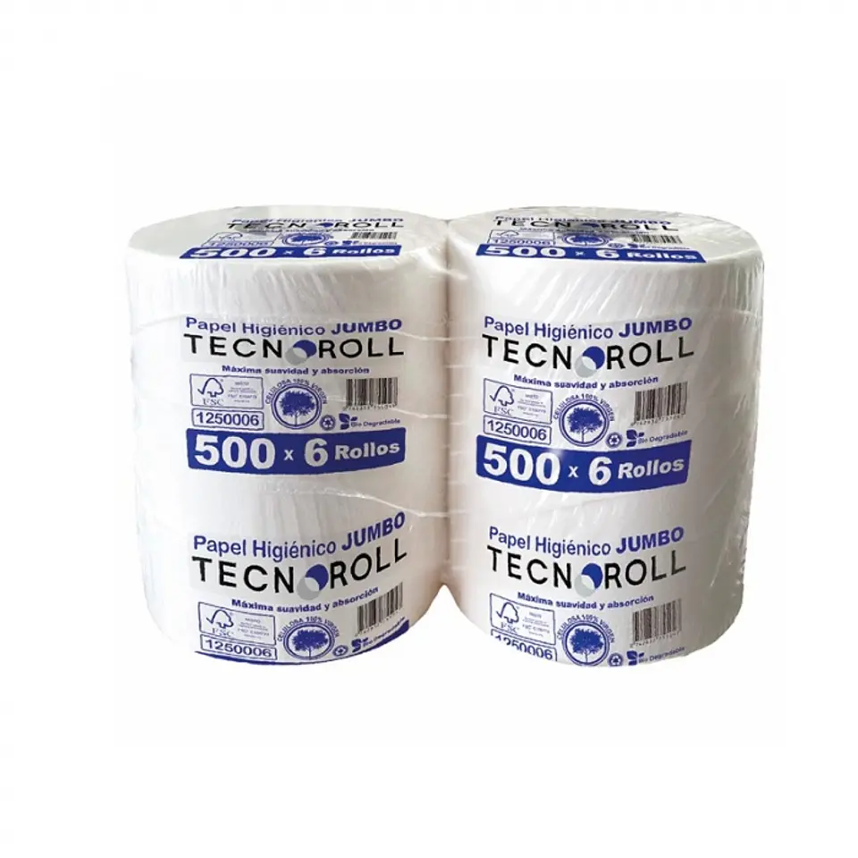 Papel higiénico alto metraje h/s 500 MT x 6 ROLLOS -TECNOROLL 1