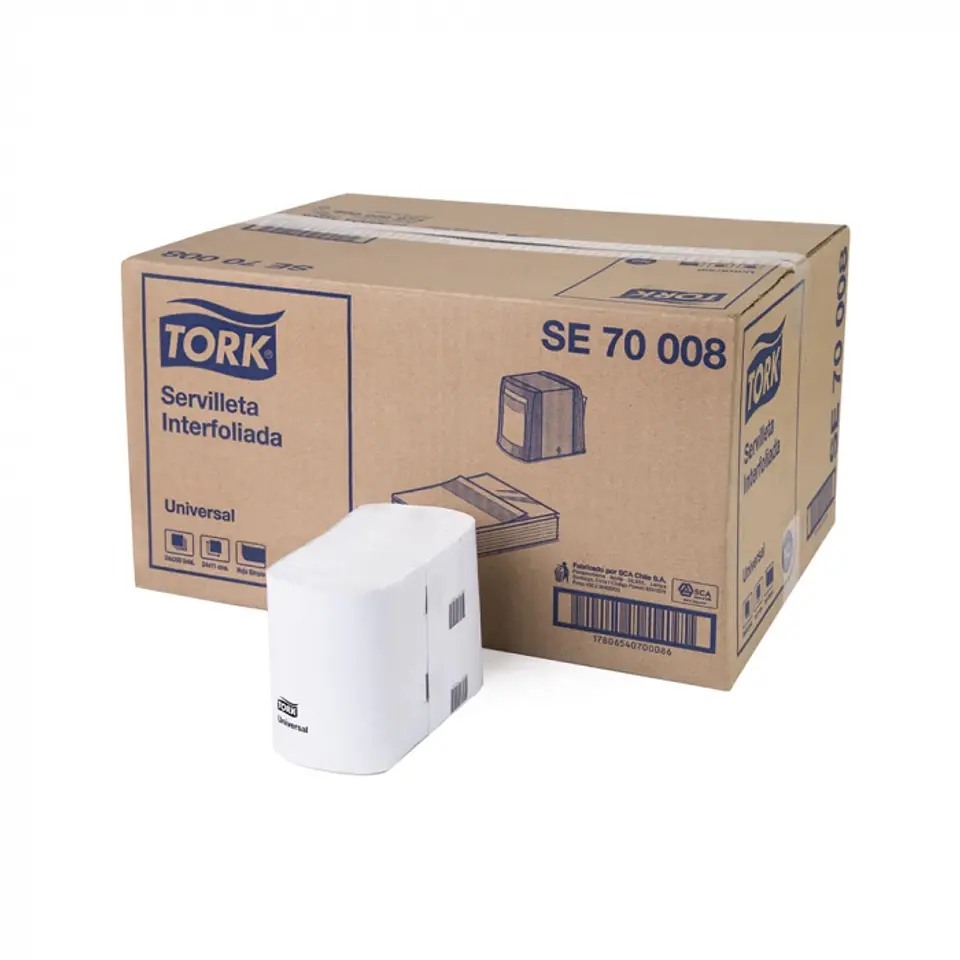 SERVILLETA DISPENSADOR H/S UNIVERSAL INTERFOLIADA 24 x 11 CM 250 HJS x 24 PQTES -TORK 1