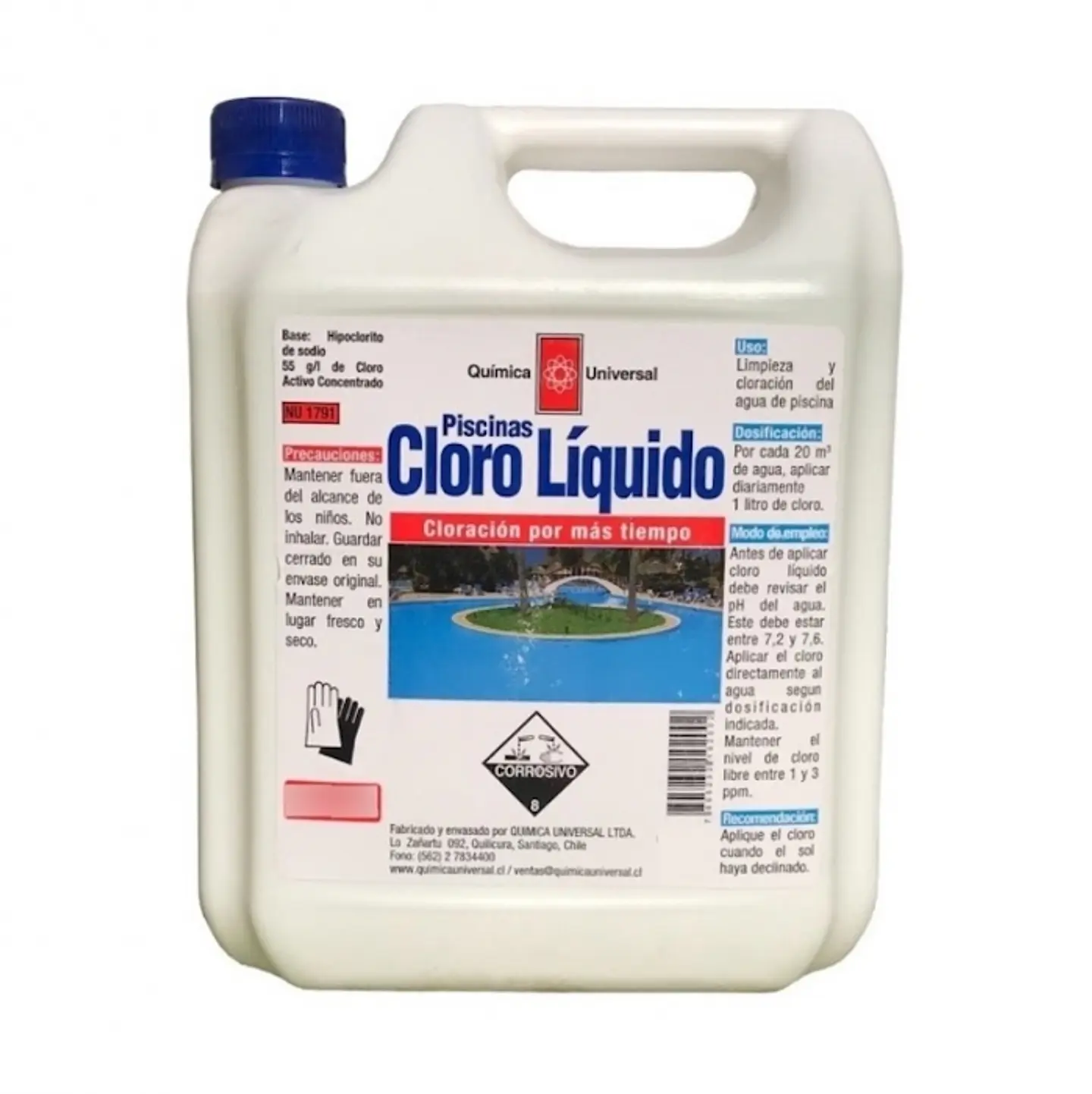 Cloro piscina líquido 10 LT -QUÍMICA UNIVERSAL 1