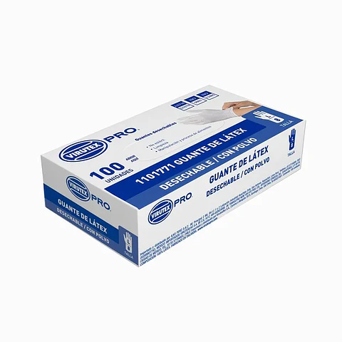 Guante examinación latex blanco con polvo 100 UND / TALLA L -VIRUTEX PRO