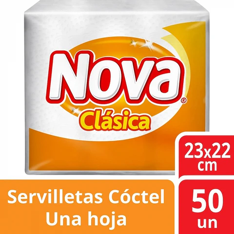 SERVILLETA MESA H/S COCTEL BLANCA 23 x 22 CM 50 HJS x 1 PQTES -NOVA