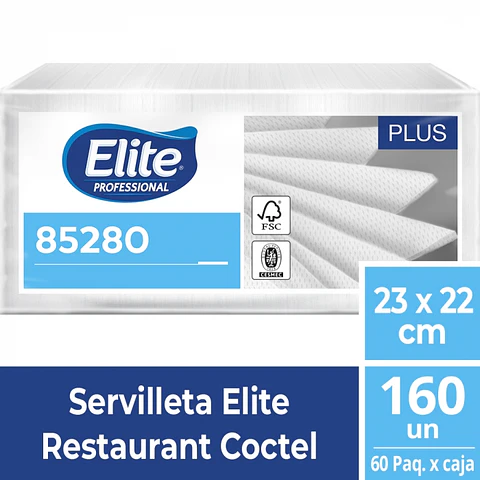 SERVILLETA MESA H/S BLANCA PLUS 23 x 22 CM 160 HJS x 1 PQTES -ELITE