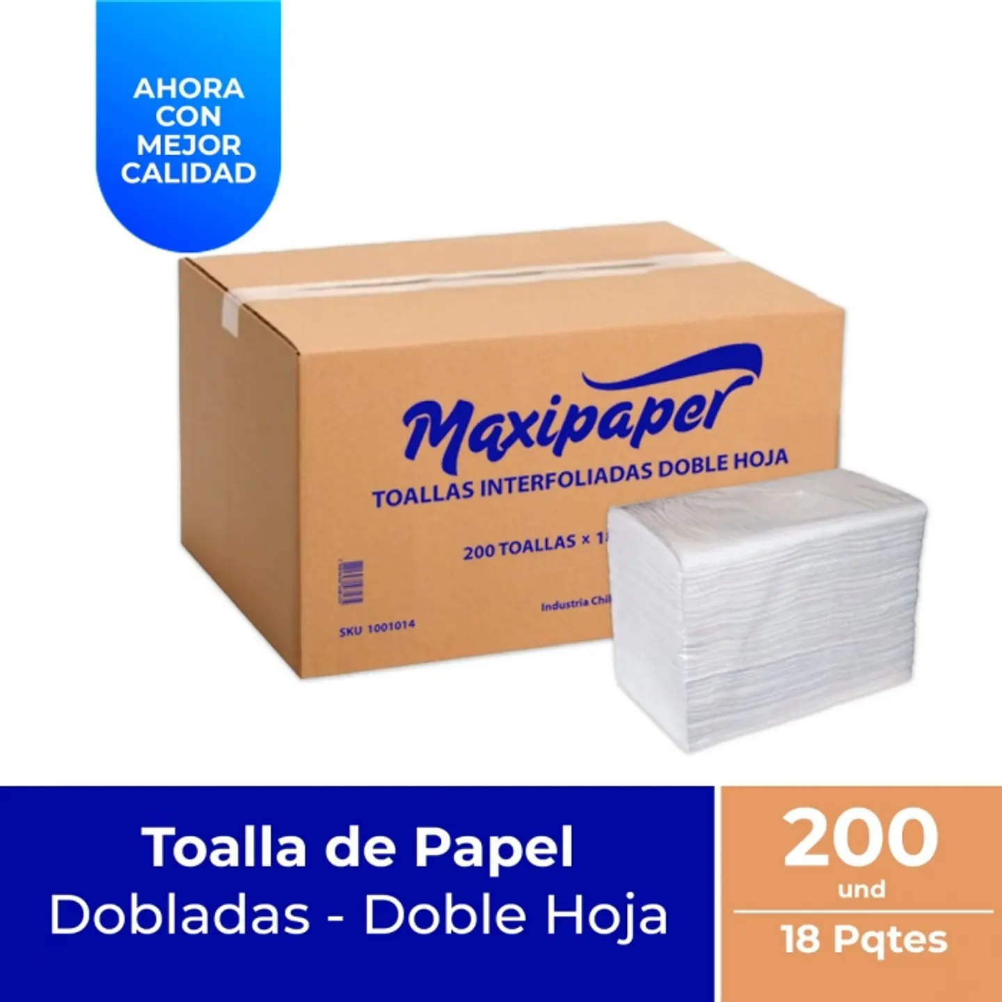 Toalla de Papel Interfoliada H/D Maxipaper Blanca 200 HJS x 18 Pqtes 1