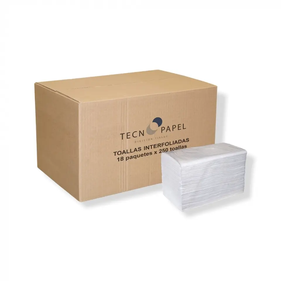 Toalla de papel interfoliada h/s blanca 250 HJS x 18 PQTES -TECNOROLL 1
