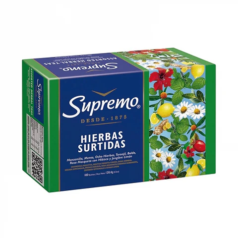 Té hierbas surtido 100 BOLSAS -SUPREMO