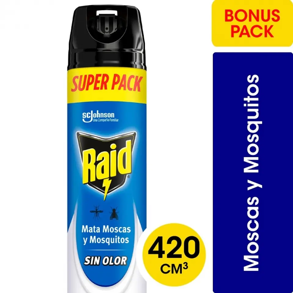 RAID Insecticida - Moscas, Mosquitos y Zancudos Sin Olor 420 ML 1