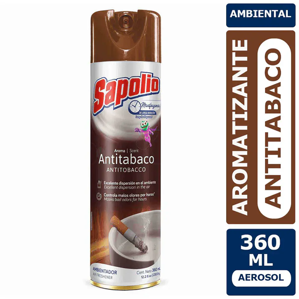 Desodorante ambiental antitabaco SAPOLIO 360 cc spray 1