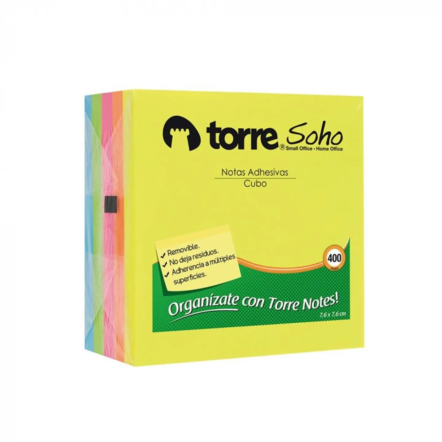 Notas adhesivas cubo 7,6 x 7,6 cm 400 hjs -TORRE 1