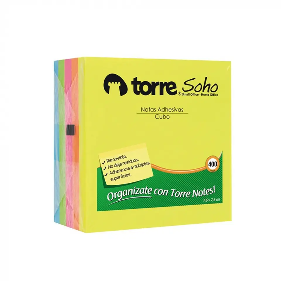 Notas adhesivas cubo 7,6 x 7,6 cm 400 hjs -TORRE 1