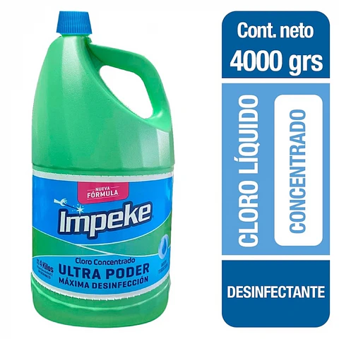 Cloro tradicional concentrado ultra poder 5% 4 KG -IMPEKE