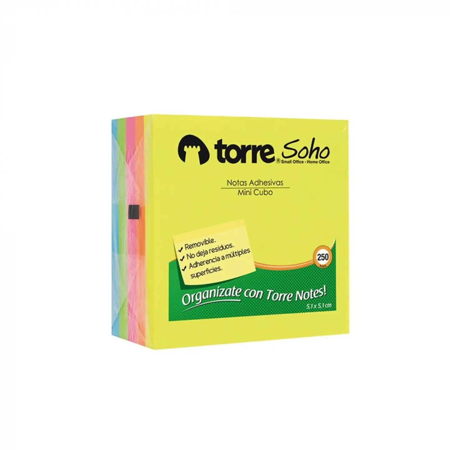 Notas adhesivas mini cubo 5x5 cm 250 hjs -TORRE 1