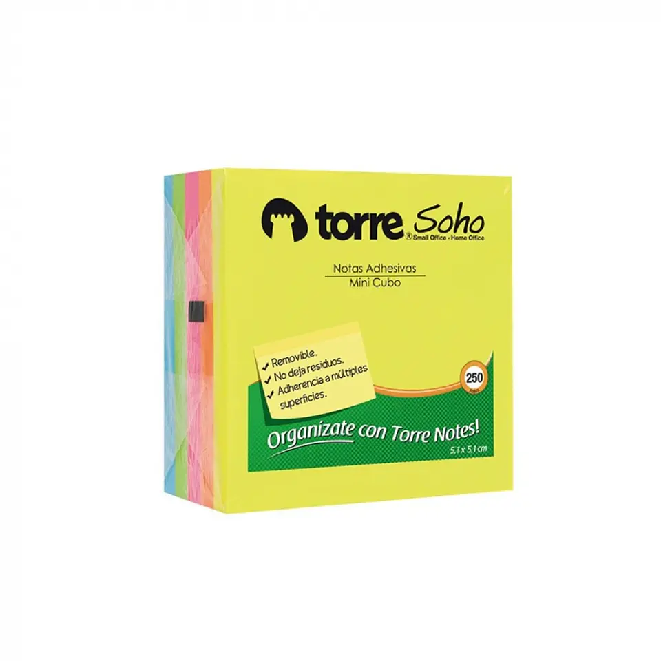 Notas adhesivas mini cubo 5x5 cm 250 hjs -TORRE 1