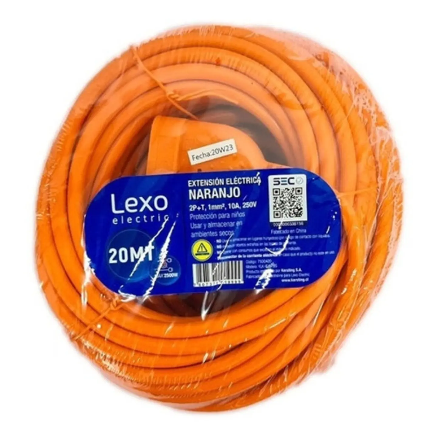 Alargador simple naranjo 10a 2p + t 20 MT -LEXO 1