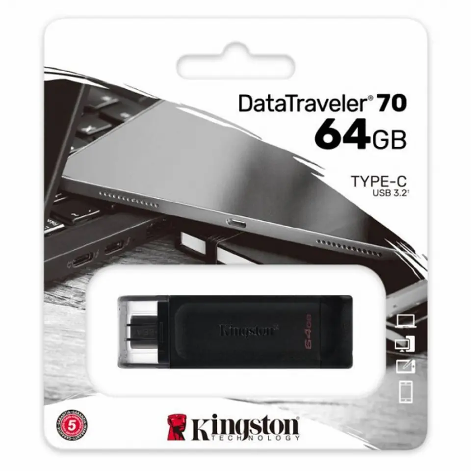 Pendrive usb 3.2 type-c flashdrive datatraveler 70 64 GB -KINGSTON 1