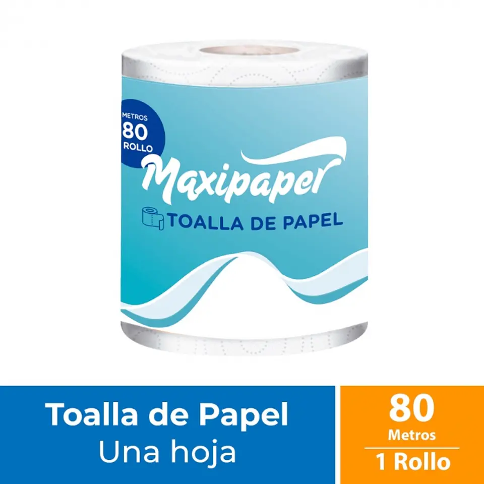 Toalla de Papel Bajo Metraje H/S Maxipaper Prepicada Blanca 80 MT x 1 Rollo 1
