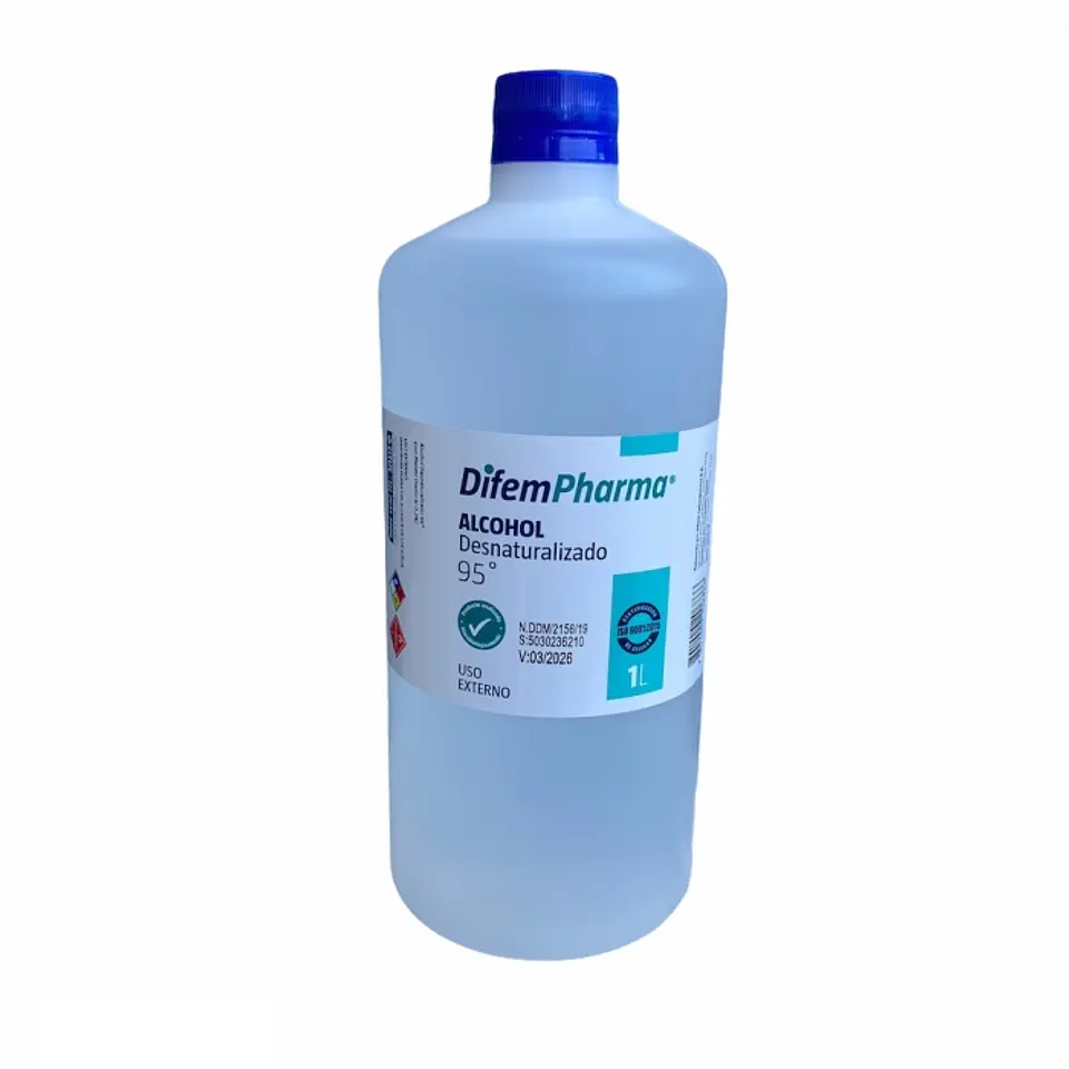 Alcohol desnaturalizado 95 grados 1 LT -DIFEM PHARMA 1