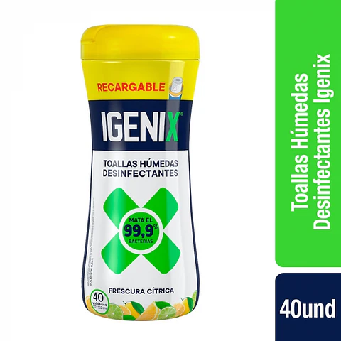 Paño toalla desinfectante wipes aroma frescura cítrica 40 UND -IGENIX