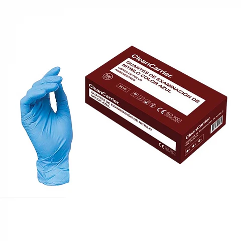 Guante examinación nitrilo azul sin polvo 100 UND / TALLA S -CLEANCARRIER