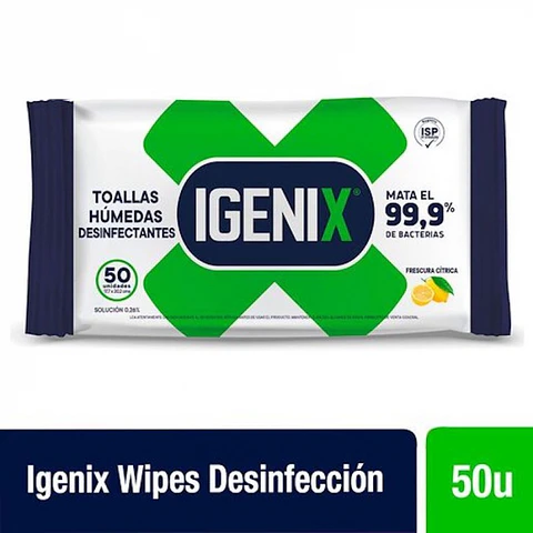 Paño toalla desinfectante wipes aroma frescura cítrica 50 UND -IGENIX