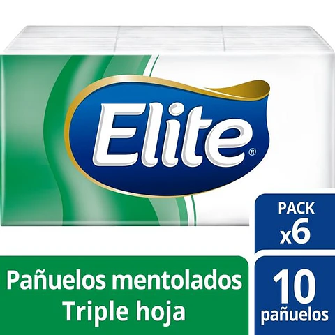 Pañuelos desechable h/t con mentol 10 HJS x 6 PQTES -ELITE