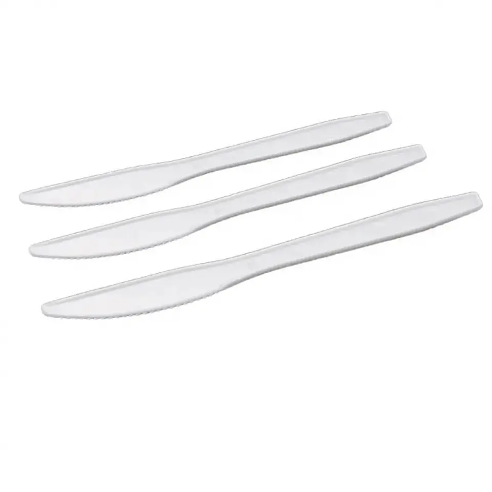 Cuchillos plásticos desechables blancos 100 UND -GENÉRICO 1