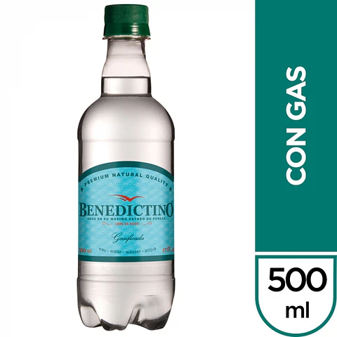 Agua mineral con gas 500 ML -BENEDICTINO