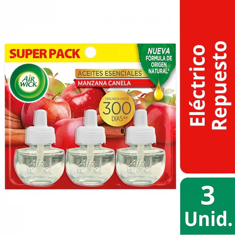Desodorante ambiental pack 3 repuestos de 21 ml MANZANA CANELA -AIRWICK