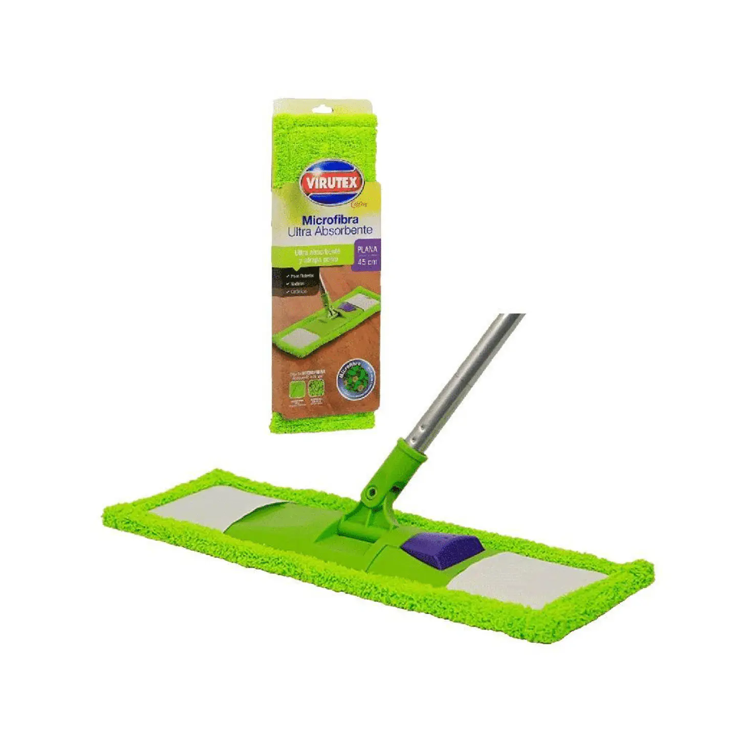 Set mango y mopa multiuso microfibra verde 45 CM -VIRUTEX 1