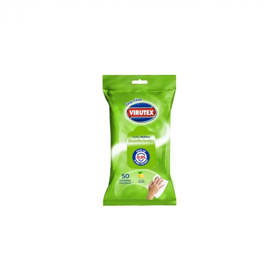 Paño toalla desinfectante easy clean aroma limón 50 UND -VIRUTEX 1