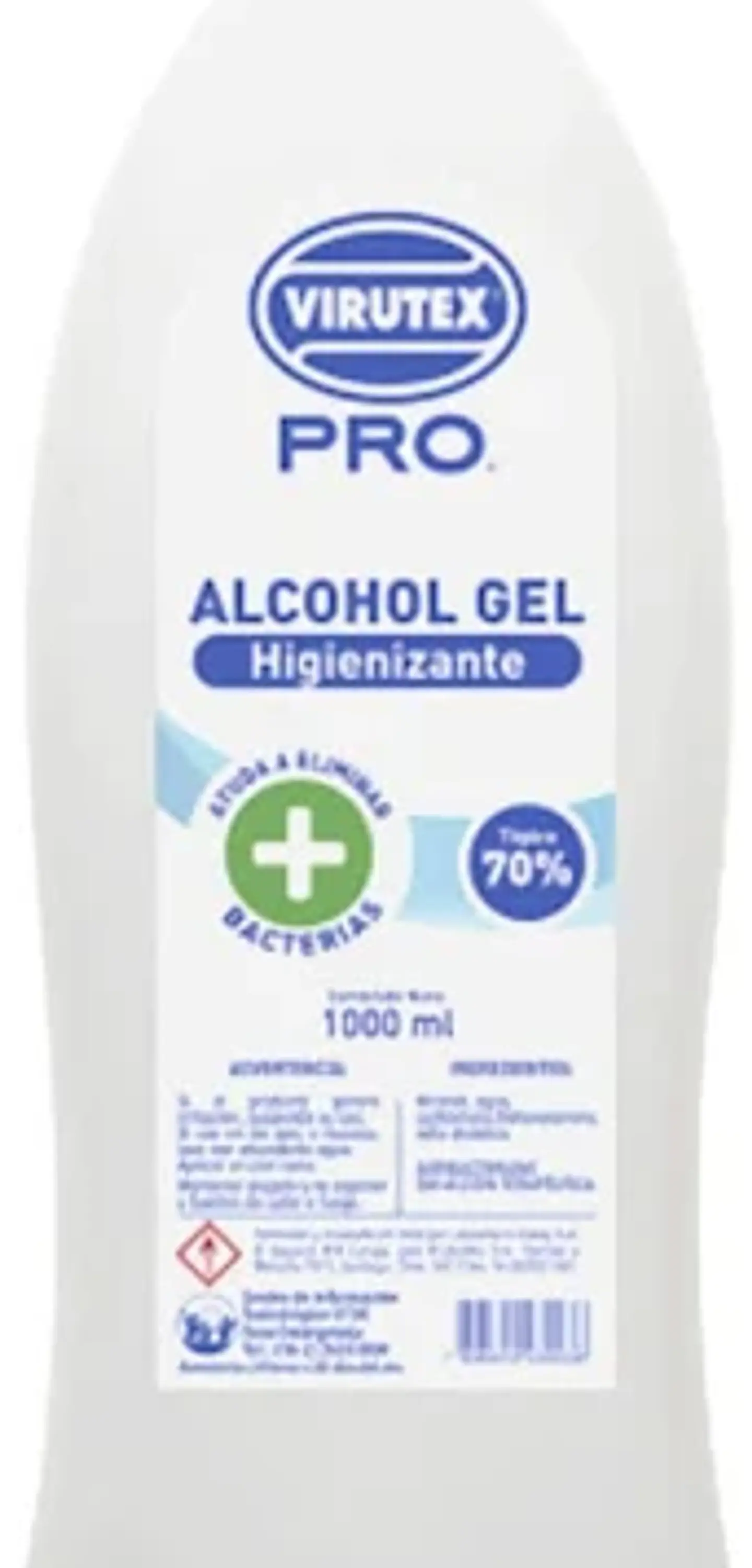 Alcohol gel botella sin dosificador 1 LT -VIRUTEX PRO 1