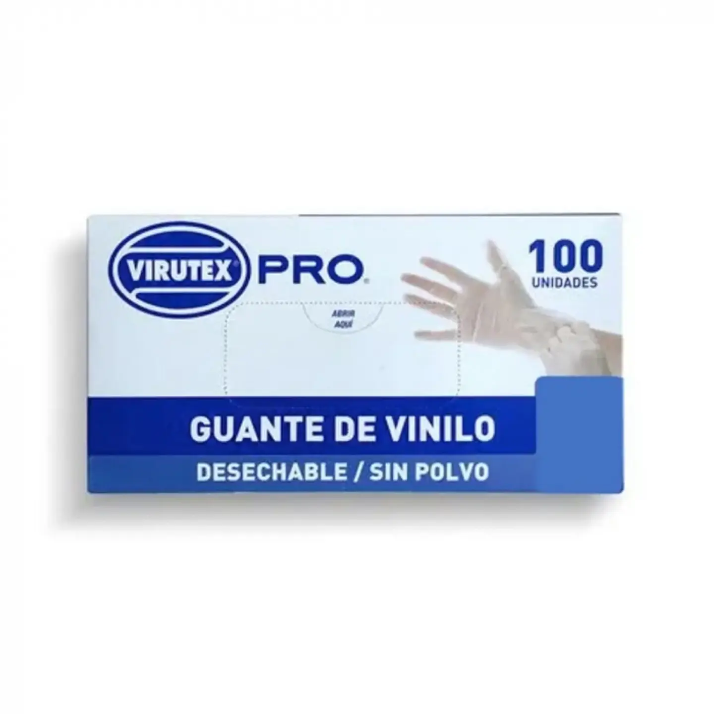 Guante examinación vinilo blanco sin polvo 100 UND / TALLA S -VIRUTEX PRO 1