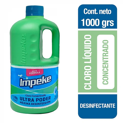 Cloro tradicional concentrado ultra poder 5% 1 KG -IMPEKE