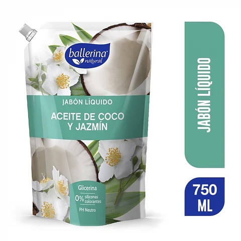 Jabón líquido - aceite de coco y jazmín 750 ML -BALLERINA
