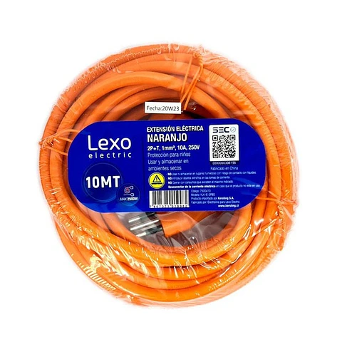 Alargador simple naranjo 10a 2p + t 10 MT -LEXO