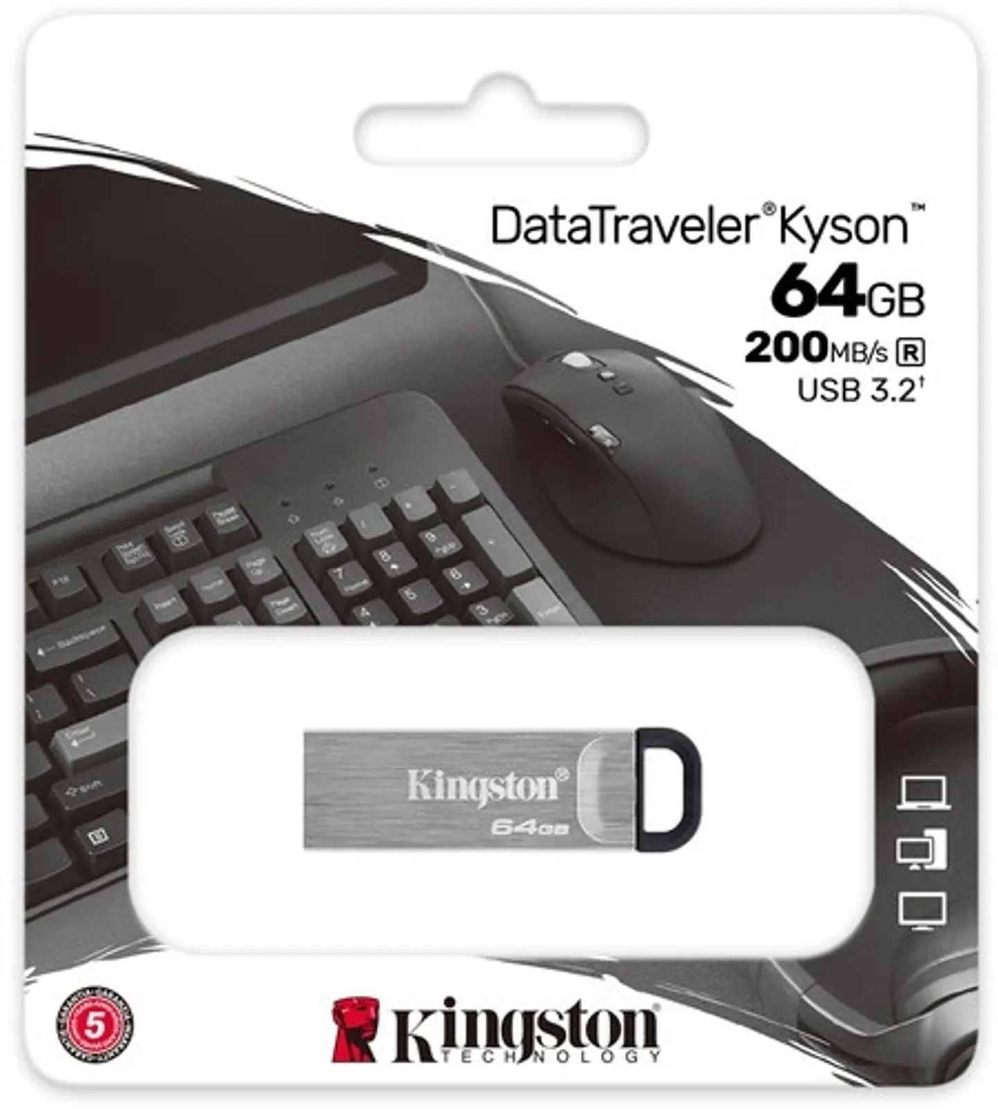 Pendrive usb 3.2 flashdrive datatraveler kyson 64 GB -KINGSTON 1